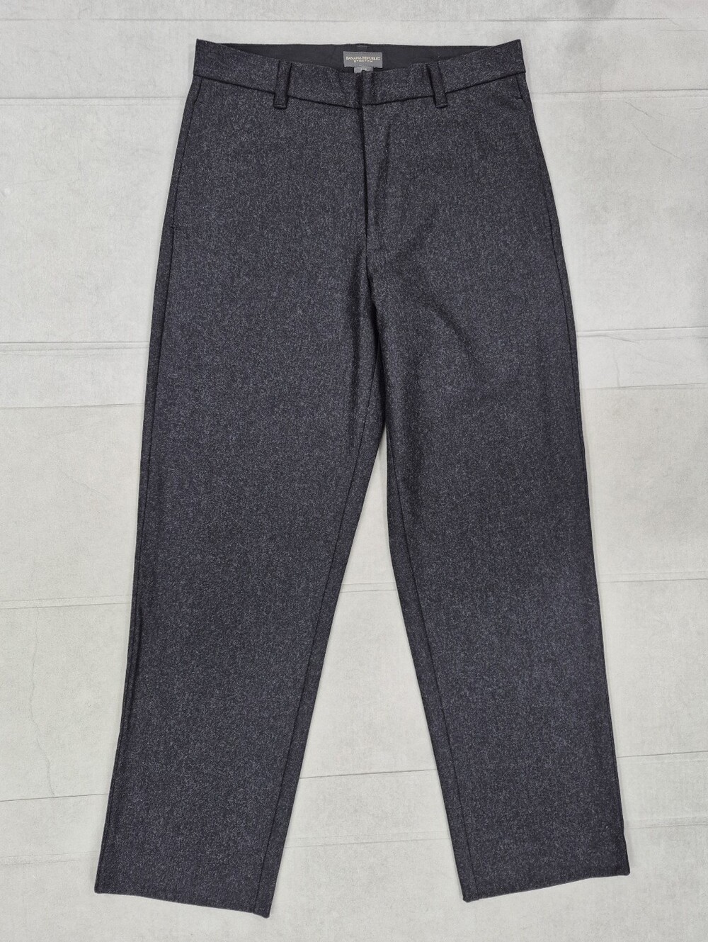 Banana Republic Stretch wool dress pants men's 32R black gray flat front trouser